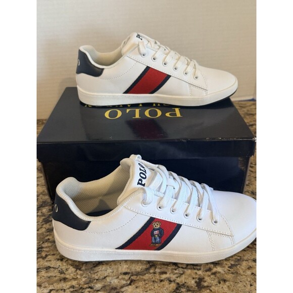 Polo Ralph Lauren Quilton Bear  Junior White/Navy/Red Size 7 US - Picture 7 of 9